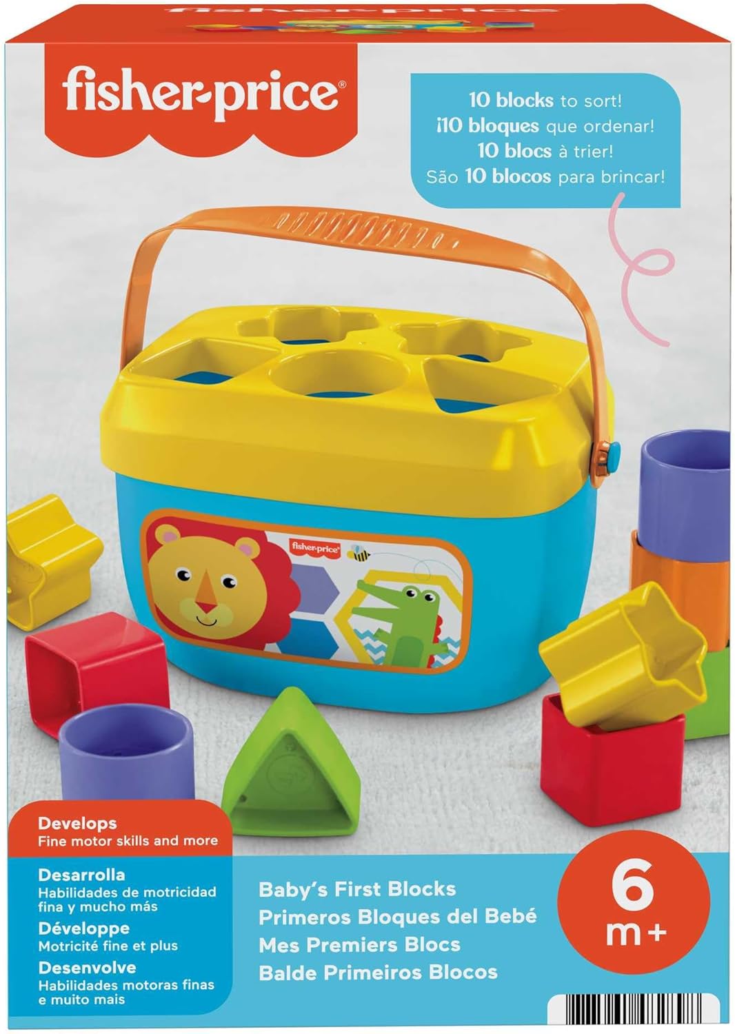 Fisher-Price Stacking Toy Baby's First Blocks Set of 10 Shapes for Sorting